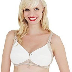 Cheesecake Cream and Tan Lace Nursing Bra